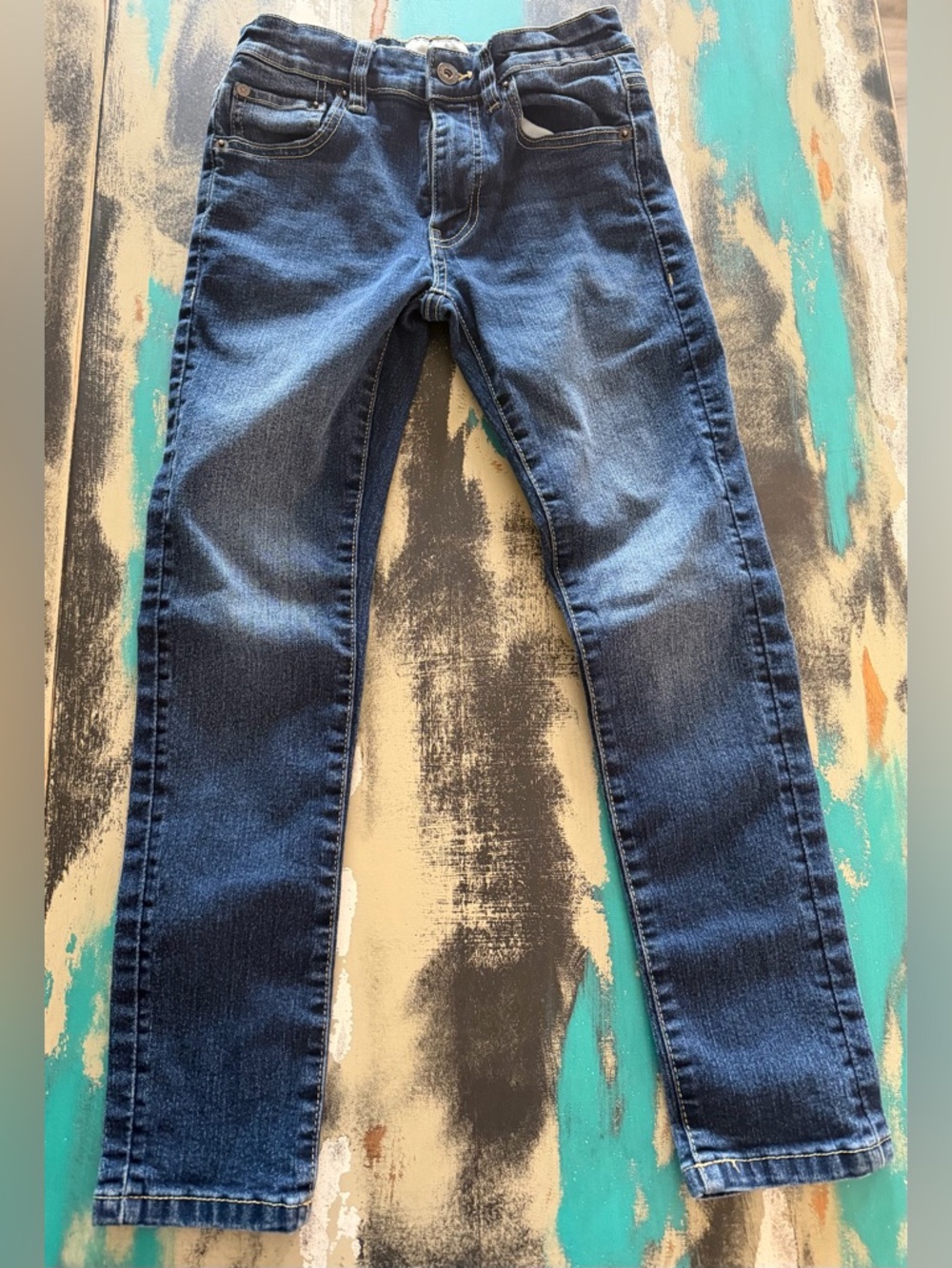 Lucky Brand Girls Dark Blue Denim Jeans with Gold Stitching